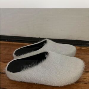 Marni Fuzzy White Slip-On Shoes